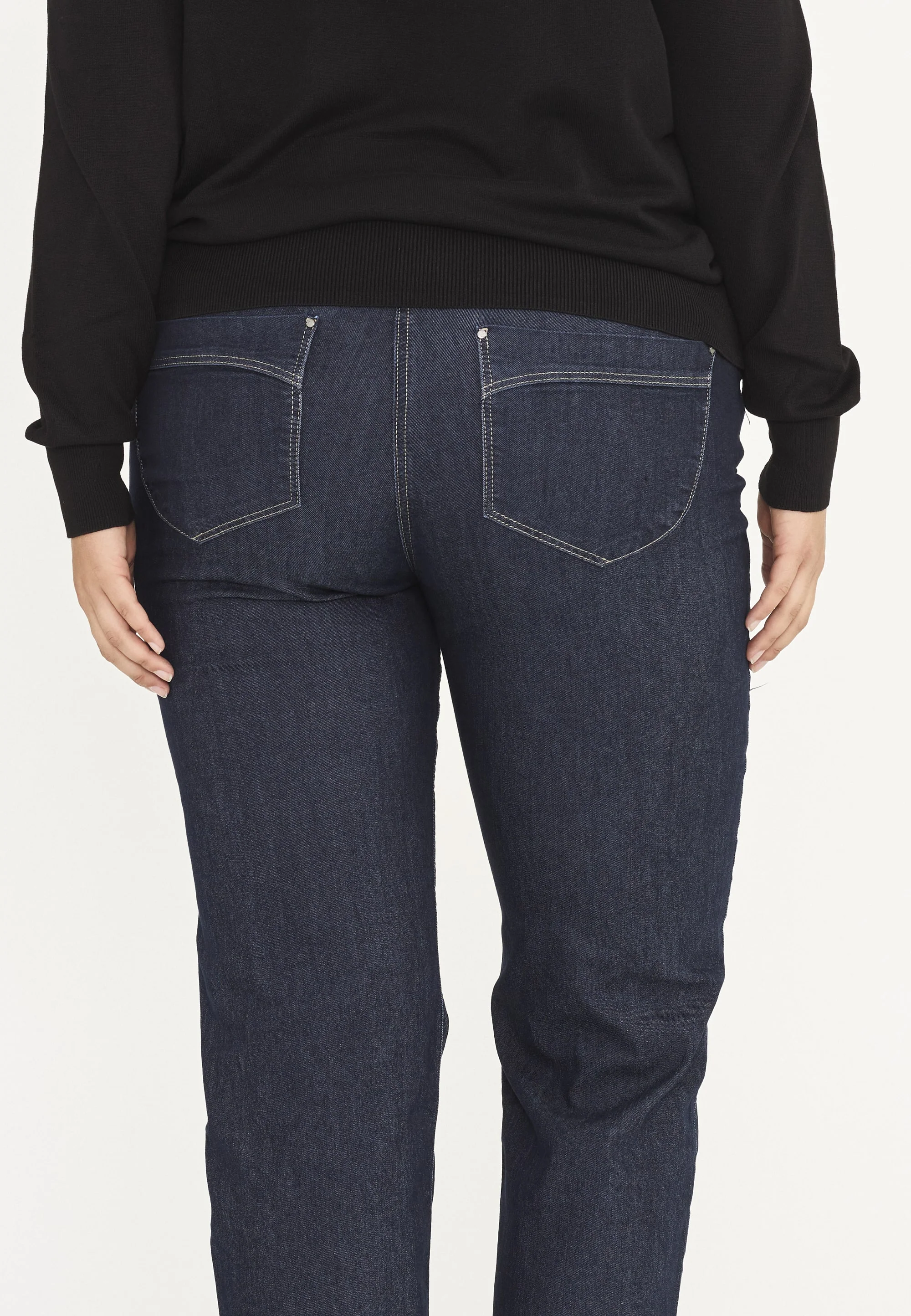 Amelia Straight - Medium Length - Dark Blue Denim - Image 4