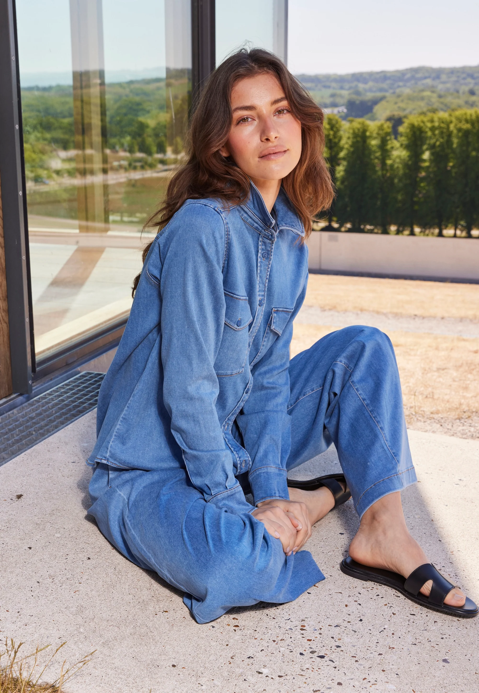 Vitta Denim Shirt - Long Sleeve - Washed Blue Denim - Image 7