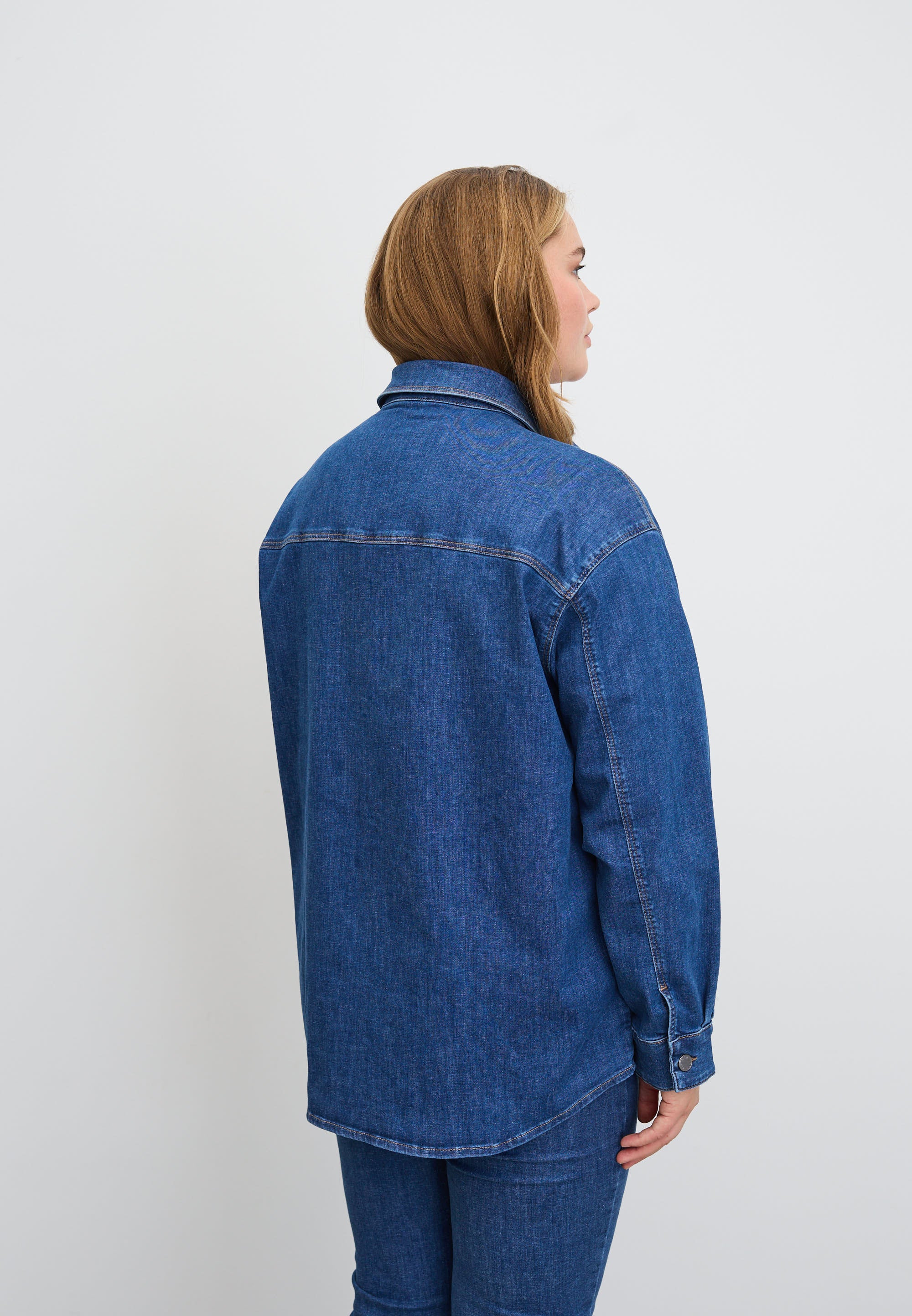 Mille Oversize Shirt Jacket - Long Sleeve - Washed Blue Denim - Image 5