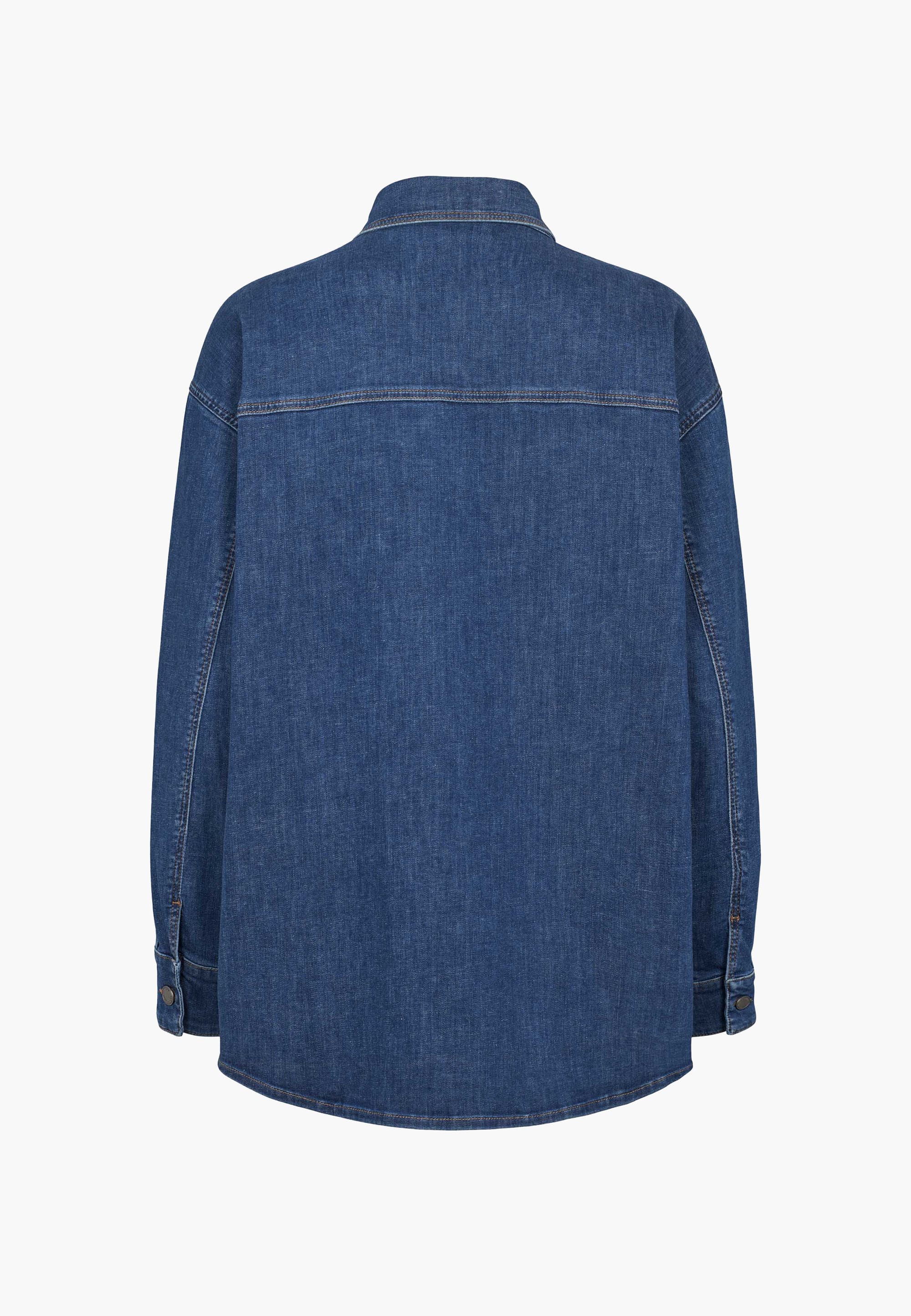 Mille Oversize Shirt Jacket - Long Sleeve - Washed Blue Denim - Image 8