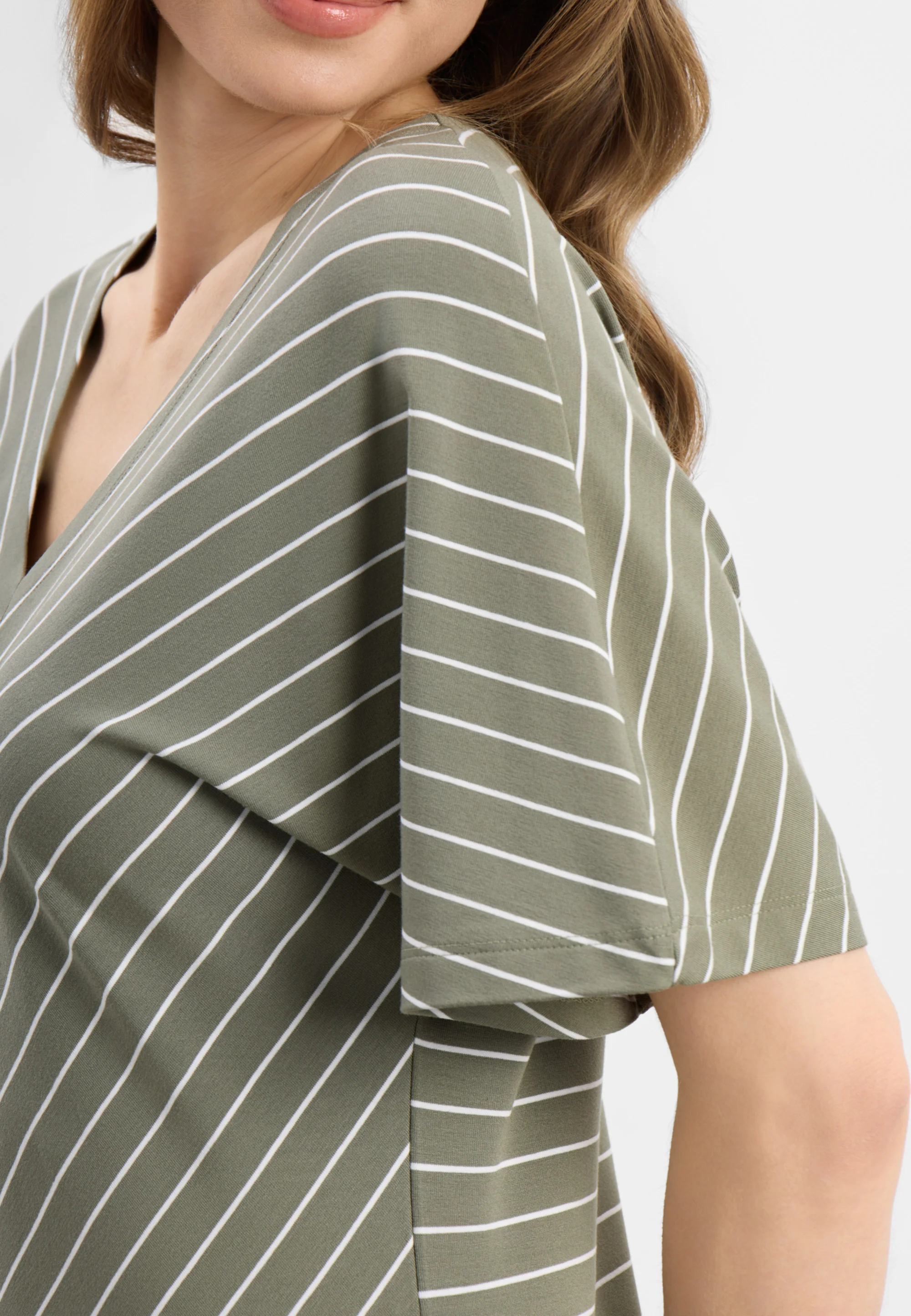 Ingrid Dress SS - Khaki stripe - Image 3