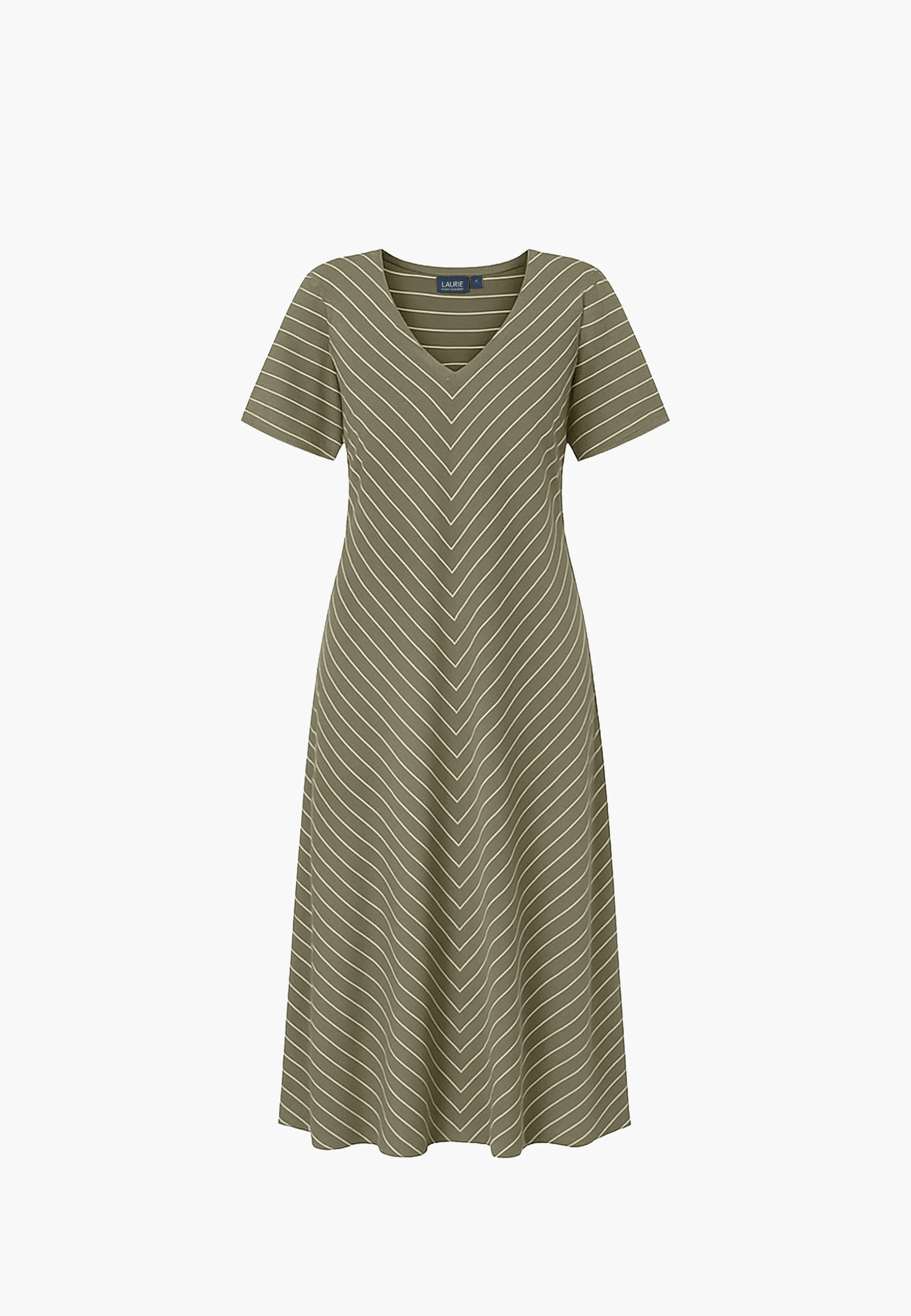Ingrid Dress SS - Khaki stripe - Image 4